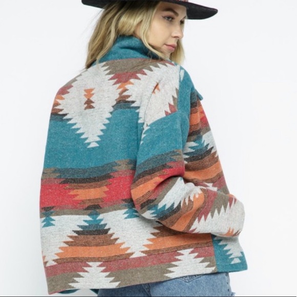 Last Large New! Bohemian Aztec Southwest Pattern Jacket - Picture 2 of 11